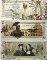 Italy Fantasy SET 3 10 50 2018 Pope Francisco Rome Da Vinci Paper Polymer