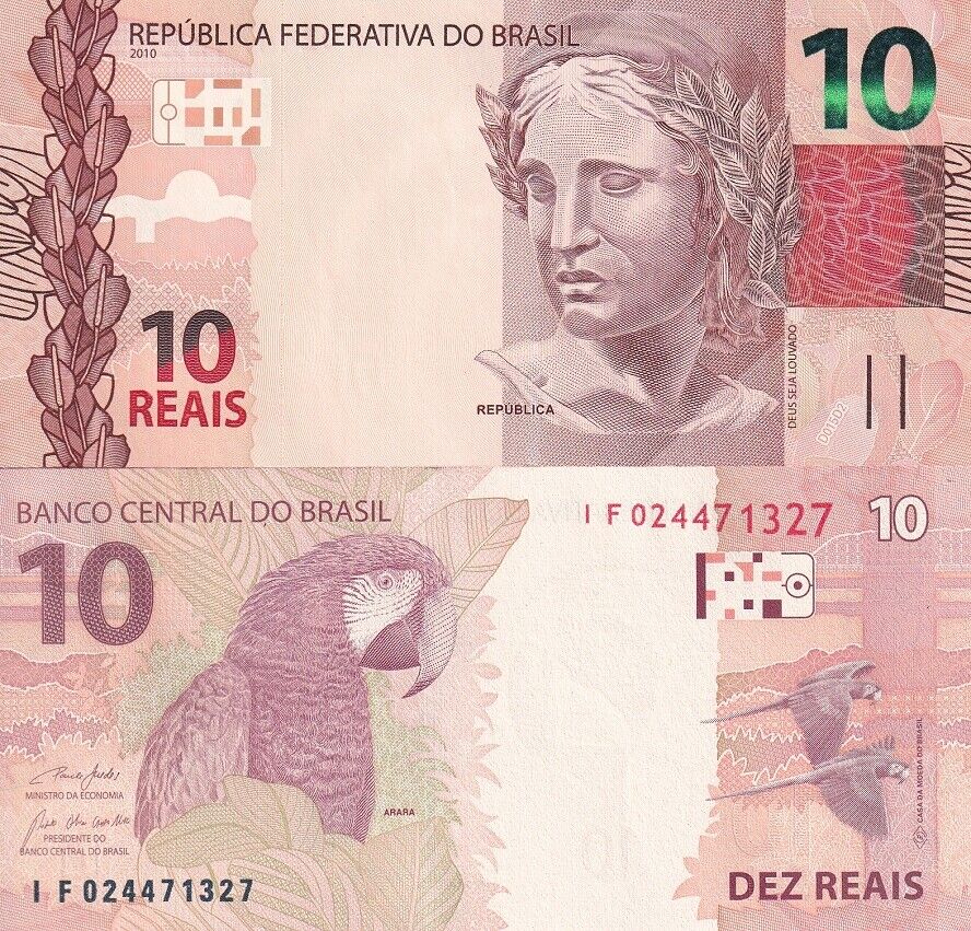 Brazil 10 Reais 2010 P 254 e New Sign UNC