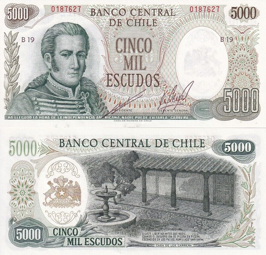 Chile 5000 Escudos ND 1967-1976 P 147 b UNC