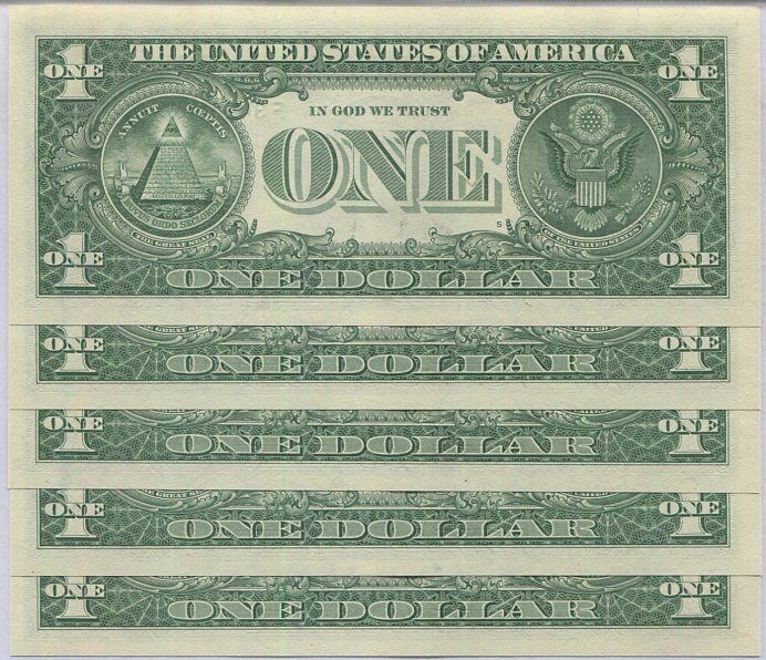 United States 1 Dollars USA 2017A F Atlanta P 544 UNC LOT 5 PCS