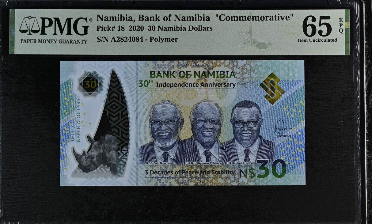 Namibia 30 Dollars Comm. 2020 P 18 GEM UNC PMG 65 EPQ