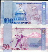 Armenia Set 2 Pcs 50 100 Dram 1998 P 41 42 UNC