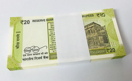 India 20 Rupees 2020 P 110 UNC LOT 50 PCS 1/2 bundle