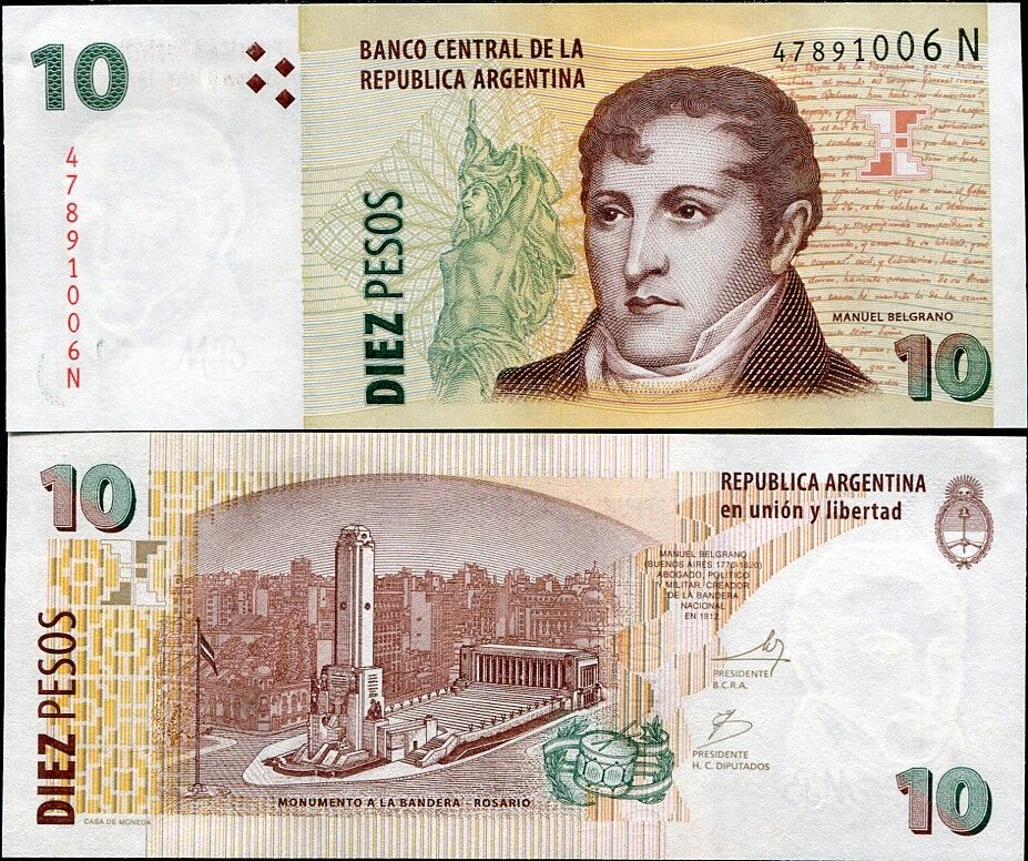 Argentina 10 Pesos ND 2012 P 354 SERIES N AUnc