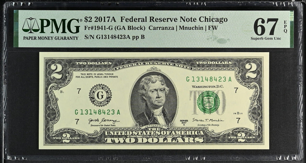 United States 2 Dollars USA 2017A P 545 G Chicago Superb Gem UNC PMG 67 EPQ
