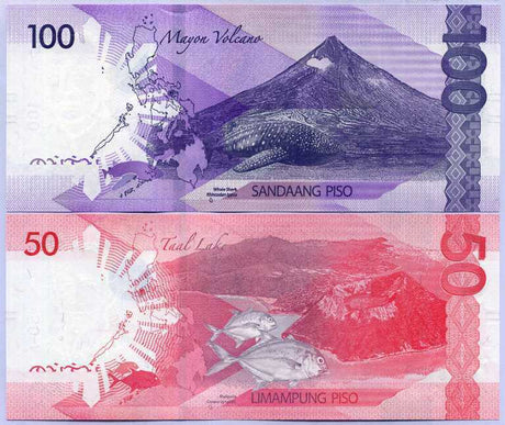 Philippines Set 2 Pcs 50 100 Pesos 2020 P 224 225 UNC