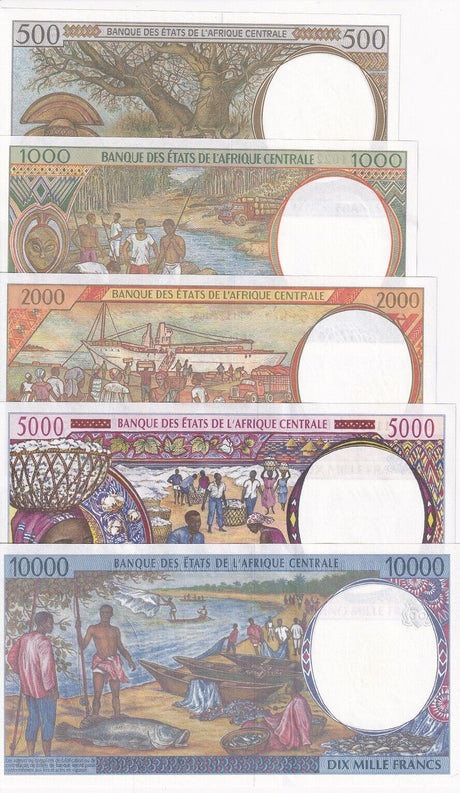 Central African Republic Set 5 UNC 500 1000-10000 Francs 1999 P 301F - P 305F