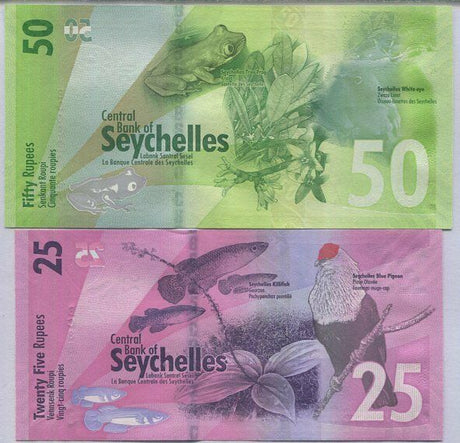 Seychelles SET 2 PCS 25 50 Rupees ND 2016 P 48 49 UNC