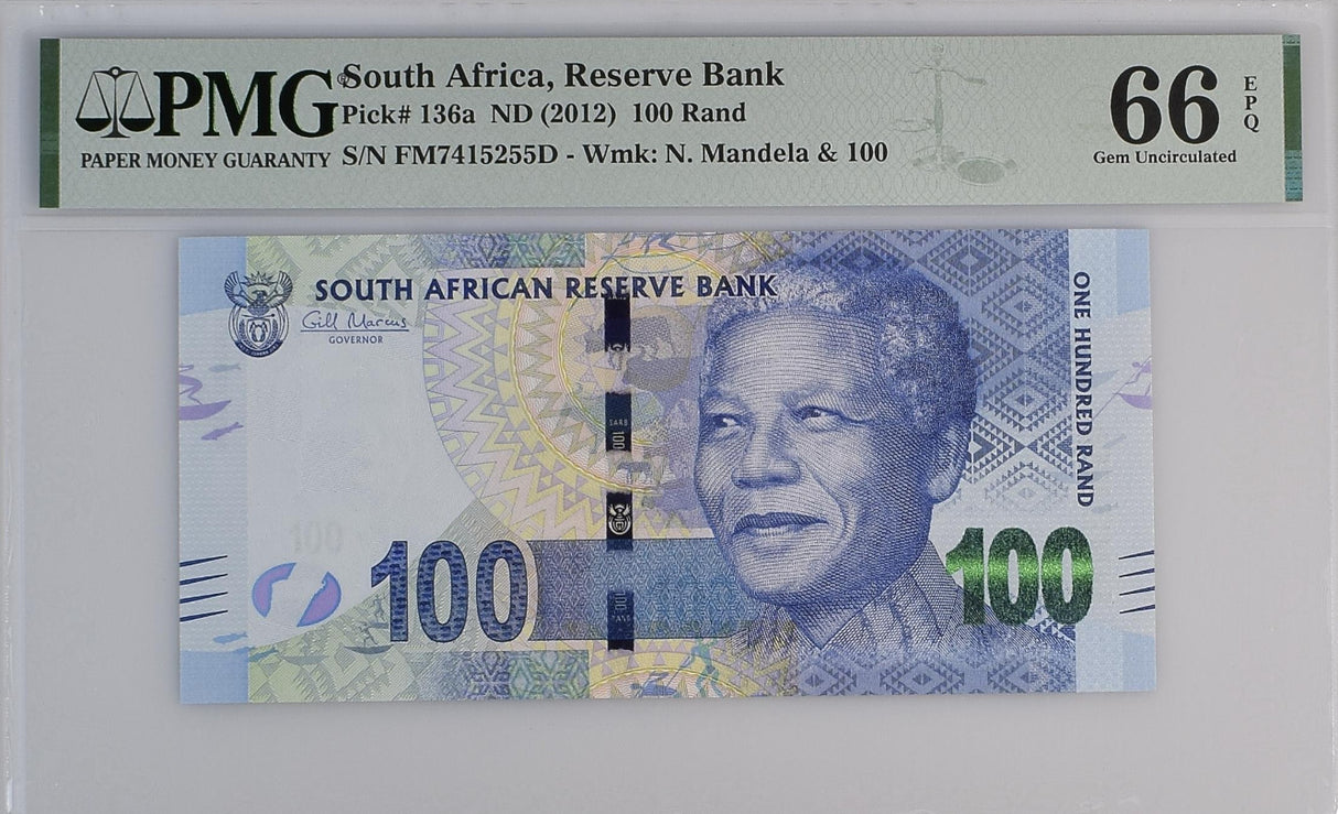 South Africa 100 Rands ND 2012 P 136 a Gem UNC PMG 66 EPQ