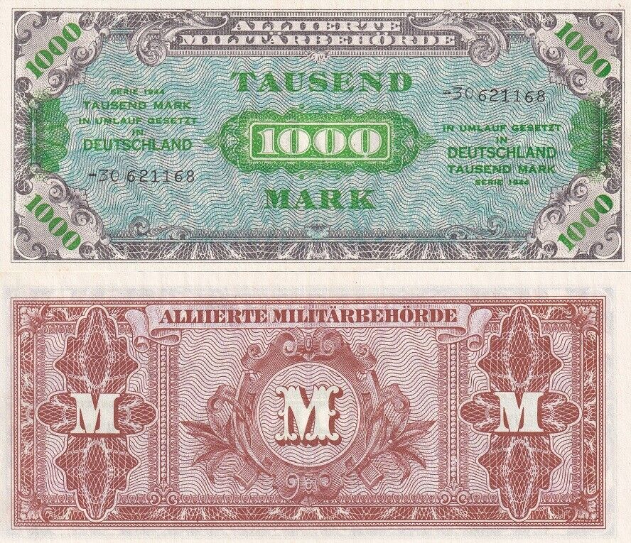 Germany 1000 Mark 1944 Military WWII P 198 UNC
