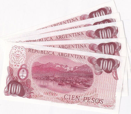 Argentina 100 Pesos ND 1976-1978 P 302 b UNC LOT 5 PCS