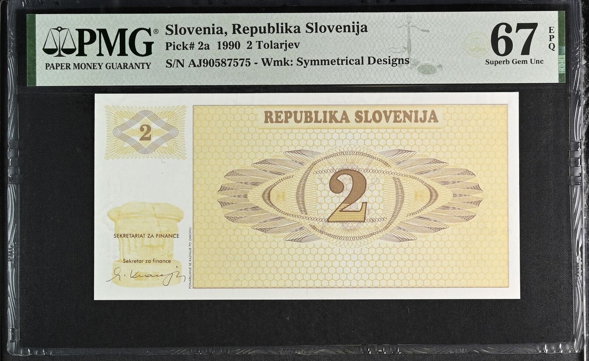 Slovenia 2 Tolajev 1990 P 2 a Superb Gem UNC PMG 67 EPQ
