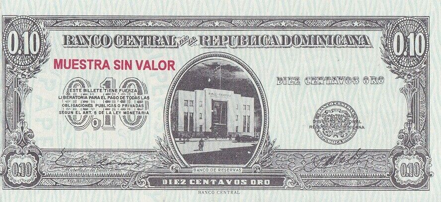 Dominican Republic 10 Centavos Oro ND 1961 P 86 UNC