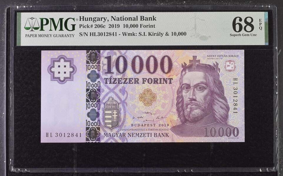 Hungary 10000 Forint 2019 P 206 c Superb Gem UNC PMG 68 EPQ