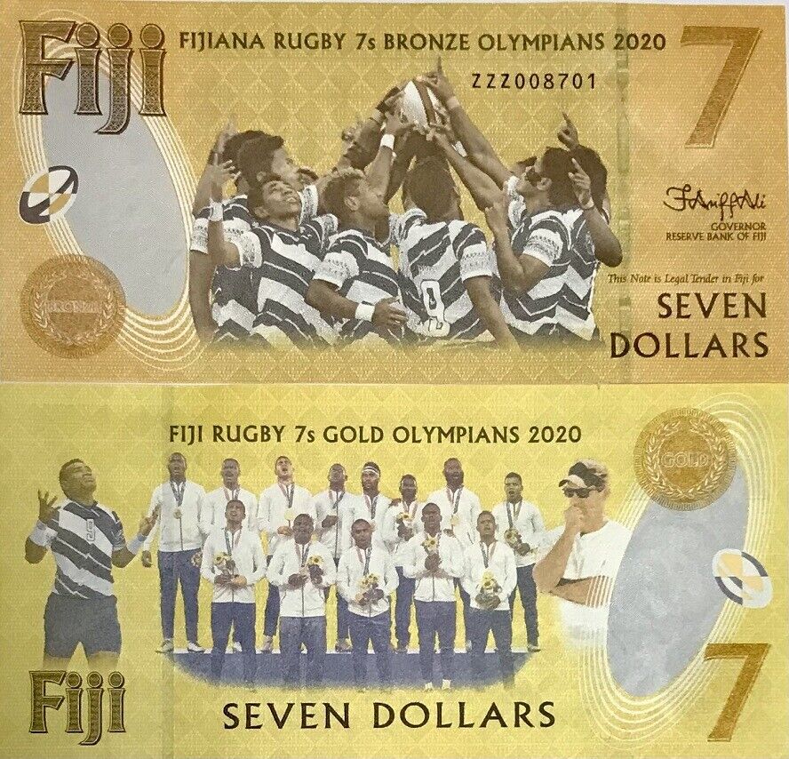 Fiji 7 Dollars 2020 / 2022 Commemorative YELLOW P NEW ZZZ Replacemen UNC
