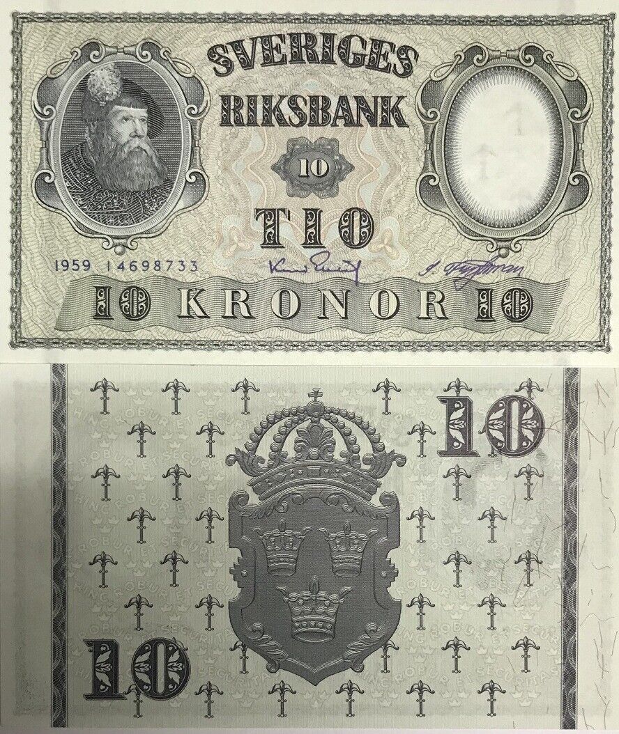 Sweden 10 Kronor 1959 P 43 g UNC