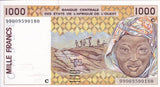 West African States Burkina Faso 1000 FRANCS 1999 P 311Cj UNC