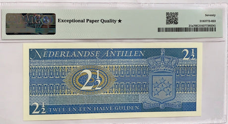 Netherlands Antilles 2.5 Gulden 1970 P 21 a Superb Gem UNC PMG 70 EPQ Extra Star