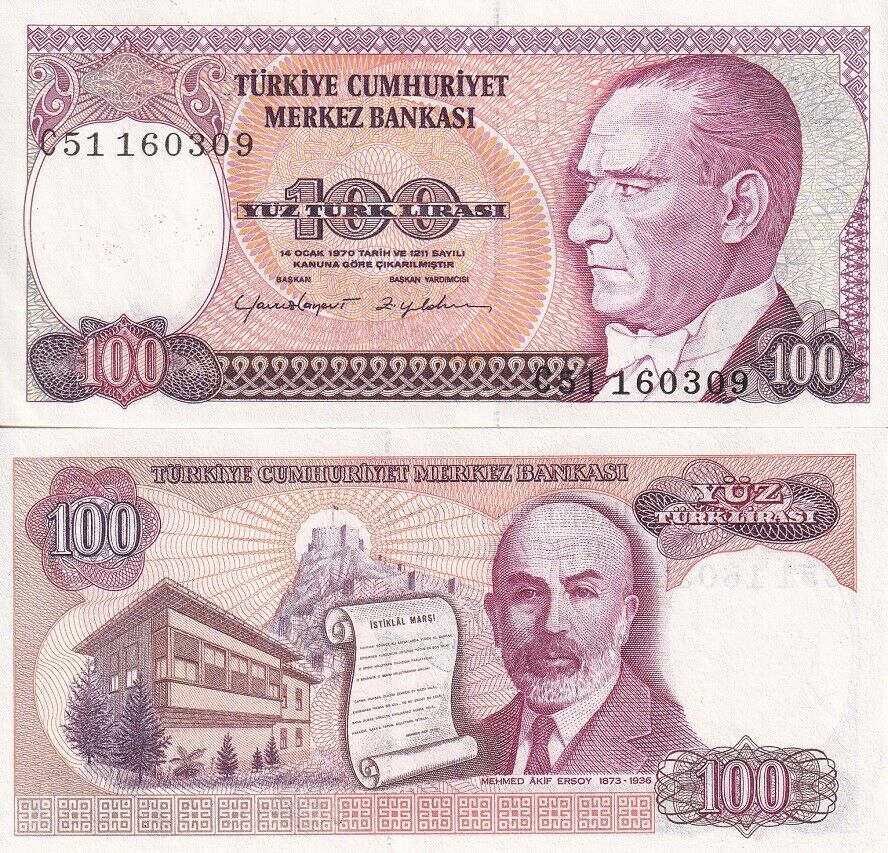 Turkey 100 Lira L.1970 (1990) P 194 b UNC