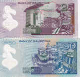 Mauritius Set 2 PCS 25 50 Rupees 2013 Polymer P 64 P 65 UNC