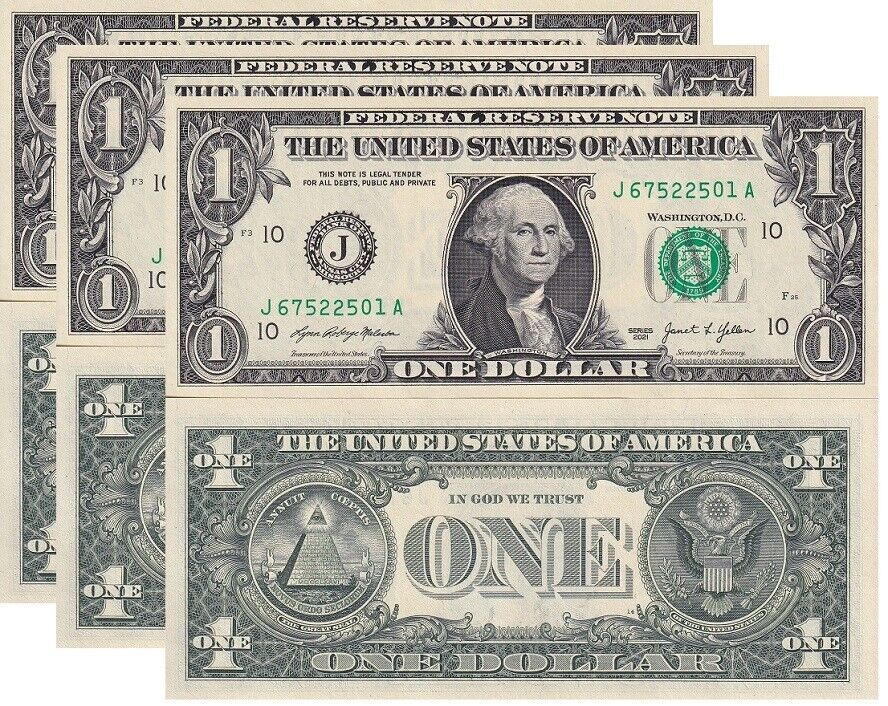 United States 1 Dollars USA 2021 P 549 Kansas City MO "J" UNC LOT 3 PCS