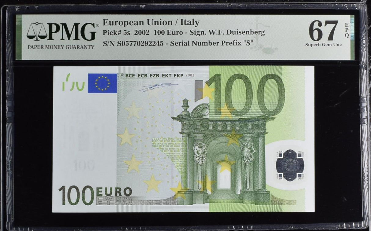 Euro 100 Euro Italy 2002 P 5 s Superb Gem UNC PMG 67 EPQ