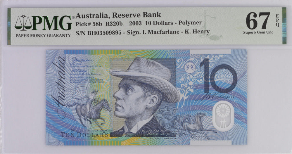 Australia 10 Dollars 2003 P 58 b Polymer Superb GEM UNC PMG 67 EPQ