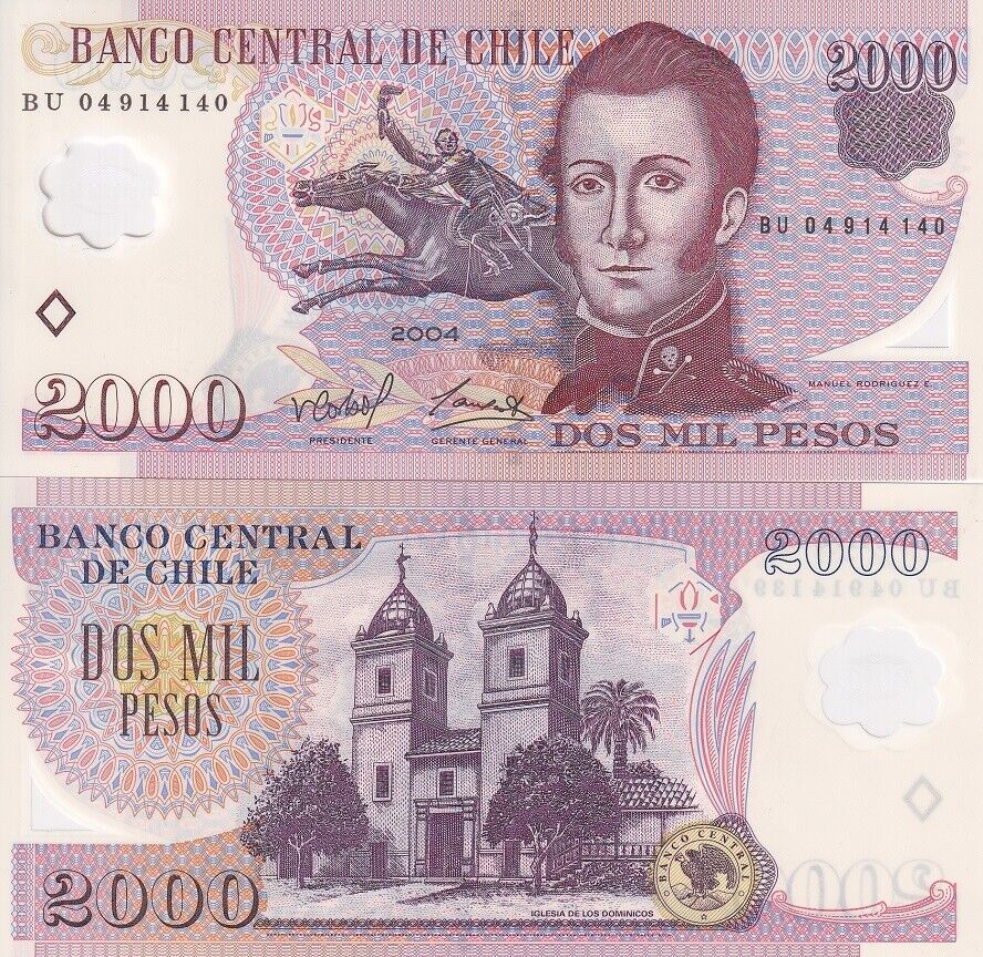 Chile 2000 Pesos 2004 P 160 a UNC