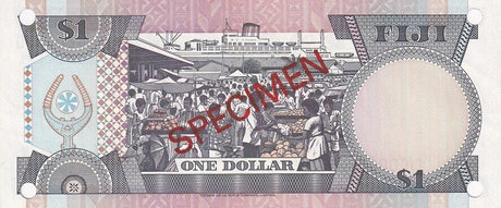 Fiji 1 Dollar ND 1983 P 81 QE II TDLR Specimen AUnc