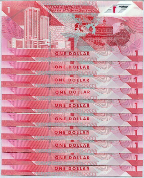 Trinidad & Tobago 1 Dollar 2020/2021 Polymer P 60 UNC Lot 25 Pcs 1/4 Bundle