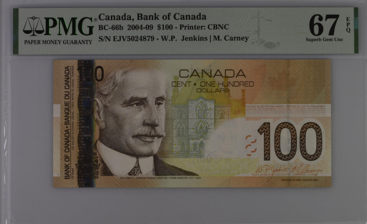 Canada 100 Dollars 2004/2009 P 105 d Jenkins Carney Superb GEM UNC PMG 67 EPQ