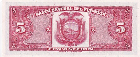 Ecuador 5 Sucres 1970 P 100 d UNC