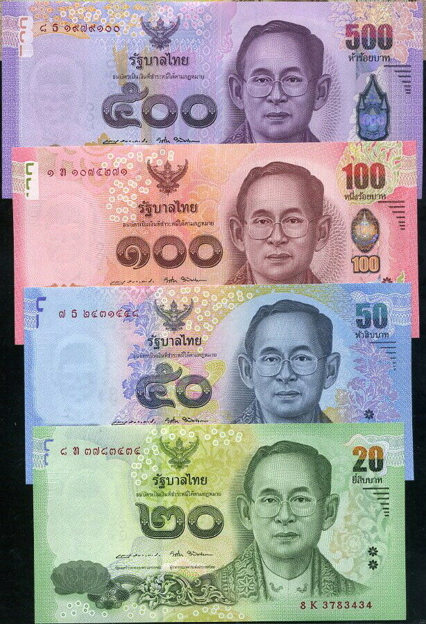 Thailand Set 4 Pcs 20 50 100 500 Baht ND 2017 COMM. P 130 - 133 UNC