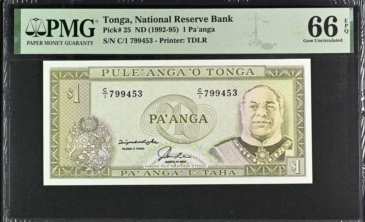 Tonga 1 PA'anga 1992-1995 P 25 GEM UNC PMG 66 EPQ