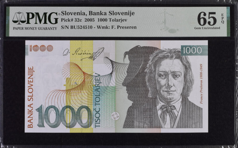 Slovenia 1000 Tolarjev 2005 P 32 c Gem UNC PMG 65 EPQ