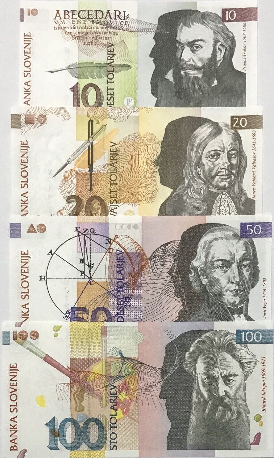 Slovenia SET 4 UNC 10 20 50 100 Tolajev 1992 - 2003 P 11 12 13 31