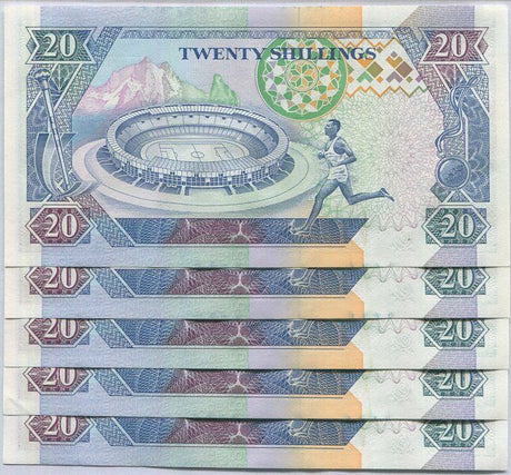 Kenya 20 Shillings 1993 P 31 a UNC LOT 5 PCS