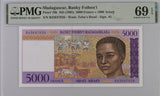 Madagascar 5000 Francs 1000 Ariary ND 1995 P 78 b Superb GEM UNC PMG 69 EPQ