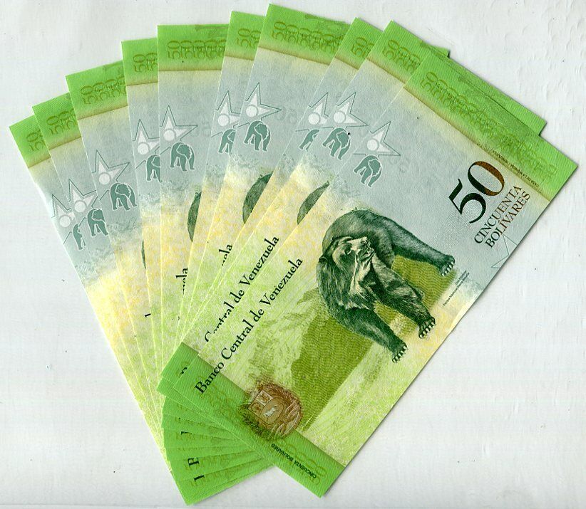 Venezuela 50 Bolivares 2015 P 92 AUnc LOT 10 PCS 1/10 BUNDLE