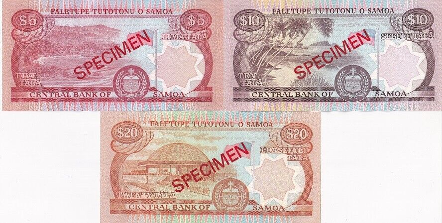 Western Samoa Set 3 PCS 5 10 20 Tala 2002 P 33 34 35 Specimen UNC