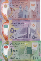 Mauritania Set 3 PCS 20 50 100 Ouguiya 2017-2020 P 21A P 22 P 23 UNC