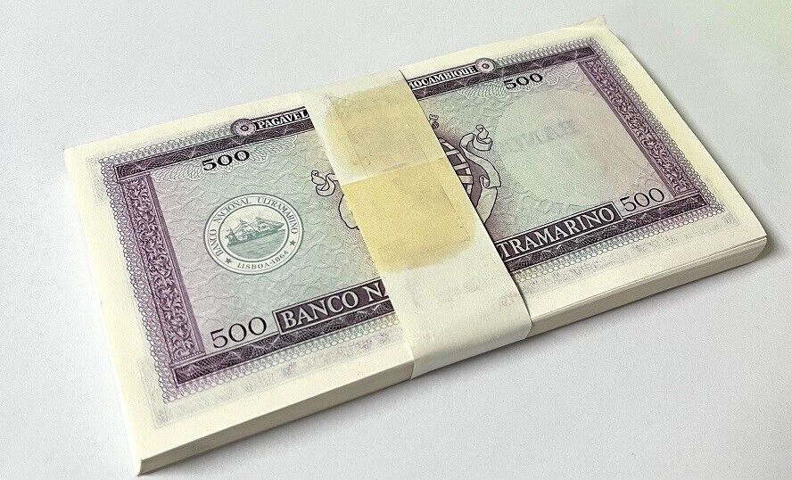 Mozambique 500 Escudos 1967-76 P 118 UNC LOT 100 PCS 1 BUNDLE