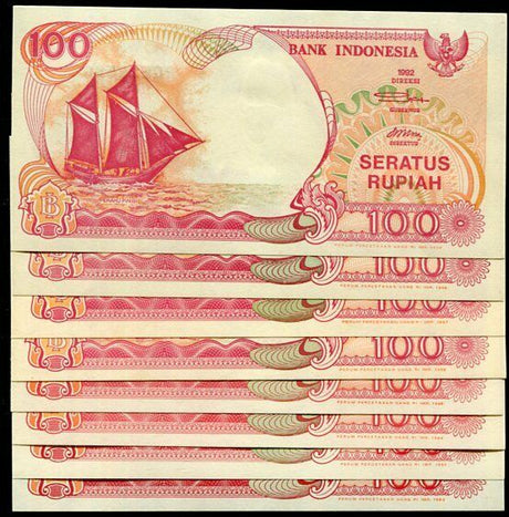 INDONESIA SET 8 UNC 100 RUPIAH 1992 1993 1994 1995 1996 1997 1999 2000 P 127