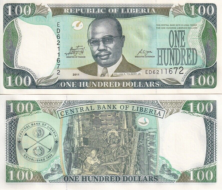 Liberia 100 Dollars 2011 P 30 g UNC