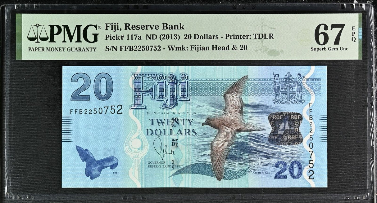 Fiji 20 Dollars ND 2013 P 117 a SUPERB GEM UNC PMG 67 EPQ