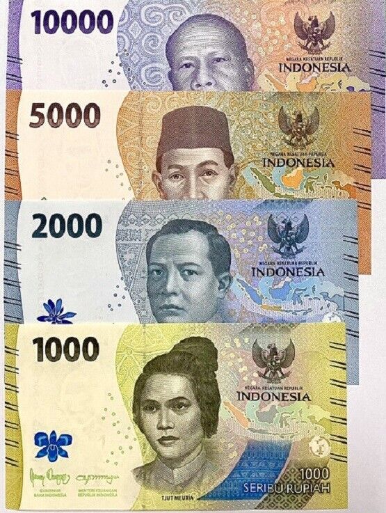 Indonesia Set 4 UNC 1000 2000 5000 10000 Rupiah P NEW 2022