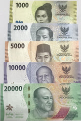 Indonesia Set 5 Pcs 1000 2000 5000 10000 20000 Rupiah 2022 P NEW UNC
