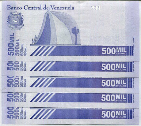 Venezuela 500000 Bolivares 2020/2021 P 113 UNC Lot 5 Pcs