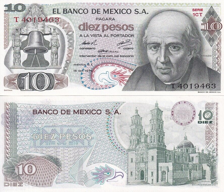 Mexico 10 Pesos 1974 P 63 g UNC