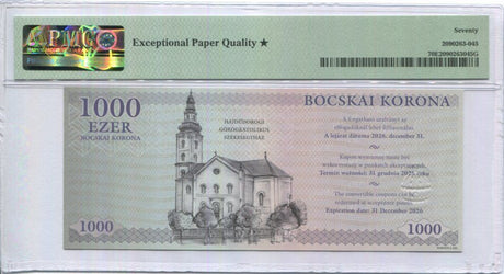 Hungary 1000 Bocskai Korona ND 2021 P NEW #267 Superb Gem UNC PMG 70 EPQ TOP